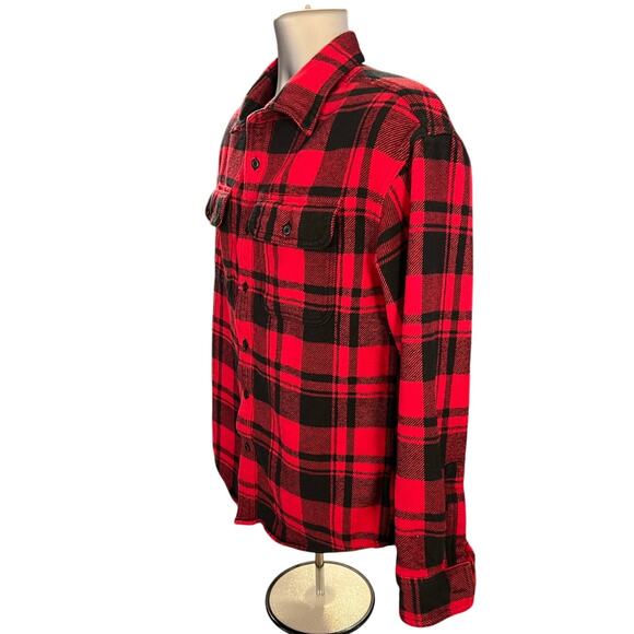 American Eagle Long Sleeve Buffalo Plaid Flannel Button Down Shacket Size S - Picture 3 of 12